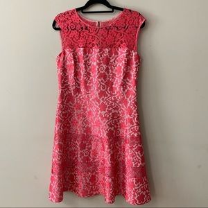 Kay Unger New York pink floral A-line dress 12